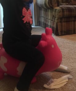 AppleRound Cow Bouncer with Air Pump, Inflatable Space Hopper, Ride-on Bouncy Animal (Pink) Pink 28 61XZllvdDpL