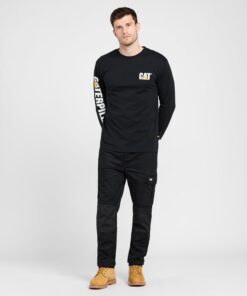 Caterpillar Trademark Banner Long Sleeve Tee Shirts for Men with Center Back Neck Wire Management Loop and Cat Workwear Logo Medium Black 16 61Xa6EAV8pL