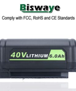 Biswaye 40V 6Ah Lithium Battery Replacement for Ryobi 40V Battery OP4040 OP40601 OP4026 OP40261 OP40401 OP40501 OP4015 OP40602 OP40404 OP40603 Compatible with Ryobi 40V Cordless Power Tools 17 61Xe7OtTAuL