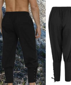 Men's Ankle Banded Pants Medieval Viking Navigator Pirate Costume Trousers Renaissance Gothic Pants XX-Large Black 13 61XjQfHwxrL 1
