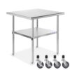 GRIDMANN NSF Stainless Steel Work & Prep Table 30 x 24 Inches with Caster Wheels and Under Shelf for Restaurant, Home, Hotel 30 in Long x 24 in Deep 11 61XkhpLvA6L