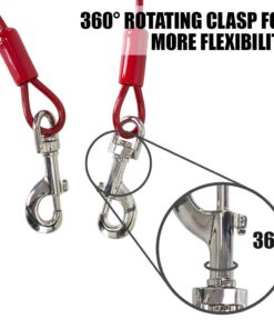 BV Dog Tie Out Cable 30 Feet - Dog Leads for Yard Heavy Duty - Up to 125 Pounds | Tie Out Cable for Dogs, Reflective Dog Lead, Dog Cable 30ft | Rust Free Dog Chain Outdoor | Dog Chain for Yard (Red) 125lbs/ 30ft/ Red 26 61XkkcQhkL