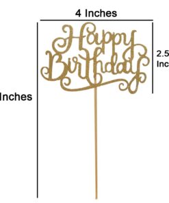 10 Gold Glittery Happy Birthday Cake Toppers. Sparkling Gold Glittery Birthday Cupcake Picks. Cake Smash Birthday Party Decorations, Candle Alternative Set Of 10. By Premium Disposables. 17 61Xl1soW62L
