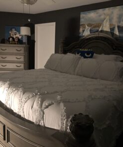 Lush Decor Avon Comforter Ruffled 3 Piece Bedding Set with Pillow Shams, King, White 26 61XoT1WpKwL