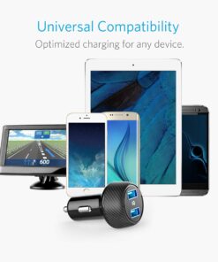 Anker 24W 4.8A Car Charger, 2-Port Ultra-Compact PowerDrive 2 Elite with PowerIQ Technology and LED for iPhone XS/Max/XR/X/8/7/6/Plus, iPad Pro/Air/Mini, Galaxy Note/S Series, LG, Nexus, HTC, and More Black 42 61XofJ k5aL