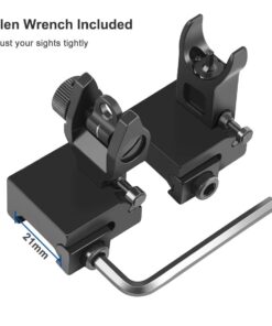 Feyachi Flip Up Iron Sight Front Rear Sight Compatible for Picatinny Rail and Weaver Rail of Rifle, Foldable Sights Black 48 61XojNE1ADL