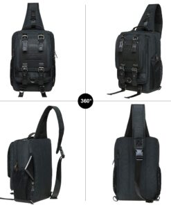 KAUKKO Canvas Messenger Bag Cross Body Shoulder Sling Backpack Travel Hiking Chest Bag 252-1-black 11 61XrArbtYRL