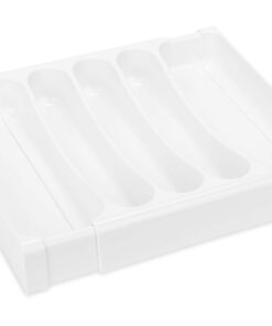 Camco Adjustable Cutlery Tray - Designed for RV and Compact Kitchen Drawers , Adjusts between 9" and 13" for An Easy Custom Fit -White (43503) White 12 61Y24HTF PL