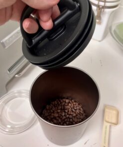 Planetary Design Airscape Stainless Steel Coffee Canister | Food Storage Container | Patented Airtight Lid | Push Out Excess Air Preserve Food Freshness (Medium, Brushed Steel) Medium 50 61Y2tCvhbSL