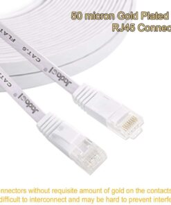 Cat 6 Ethernet Cable 15 ft, Outdoor&Indoor 10Gbps Support Cat7 Network, Flat Internet RJ45 LAN Patch Cords, Solid Cat6 High Speed Computer Wire with Clips for Router, Modem, PS4/5, Xbox, Gaming, White 15ft 23 61Y3 79h09L