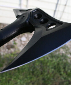 M48 Tactical Tomahawk Military Axe - Black Color | 3 ⅞” Cast Stainless Steel Combat Axe with Piercing Spike | Nylon Cord Wrapped Fiberglass Handle | Camping and Tactical Gear | 15” Length 34 61YBEL5CwSL