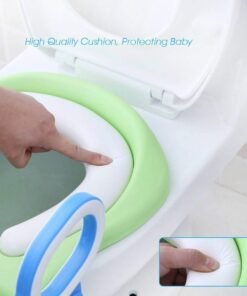 Potty Training Toilet Seat with Step Stool Ladder for Boys and Girls Baby Toddler Kid Children Toilet Training Seat Chair with Handles Padded Seat Non-Slip Wide Step (Blue Green) Blue+Green 41 61YE2Abv5xL