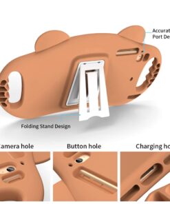 pzoz Case Compatible for iPad Mini 1/2/3/4 Case for Kids Shockproof Silicone Handle Stand Proof Boys Bear Cover for Apple iPad Mini 1st Generation Gen 7.9'' 1 2 3 4 (Brown) Brown 16 61YNN8cLyyL