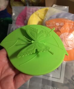 Silicone Cup Lids - Creative Butterfly Mug Cover From ME.FAN - Anti-dust Airtight Seal Silicone Drink Cup Lids - Hot Cup Lids 6 Set In Bright Colors 6 Set-Butterfly 52 61YNWShPmFL