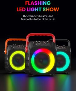 Karaoke Machine with Two Wireless Microphones, Portable Karaoke Machine for Adults & Kids, Portable Bluetooth Speaker with PA System, LED Lights, Supports TF Card/USB, AUX in, FM, USB,TWS (Red) red 18 61YQLzz5osL