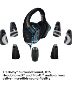 Logitech G933 Artemis Spectrum – Wireless RGB 7.1 Dolby and DTS Headphone Surround Sound Gaming Headset – PC, PS4, Xbox One, Switch, and Mobile Compatible – Advanced Audio Drivers – Black 33 61YVCnzaKqL