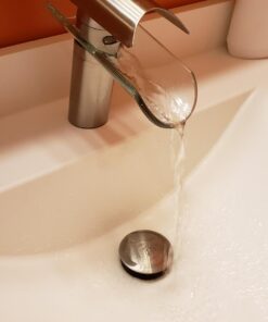 BWE Waterfall Bathroom Faucet Chrome Glass Spout Bathtub Sink Faucets with Supply Lines Single Handle Single Hole Modern Lavatory Vanity Bath Mixer Tap 45 61YWSqoXIQL