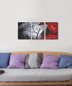 Wieco Art The Cloud Tree Wall Art Oil PaintingS Giclee Landscape Canvas Prints for Home Decorations, 3 Panels 12x16inchx3pcs (30x40cmx3pcs) 29 61YavH63cHL