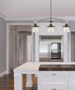 Globe Electric 64845 Nate 3-Light Pendant, Oil Rubbed Bronze, Clear Glass Shades, Bulb Not Included Without Bulb Oil Rubbed Bronze (3-Light) 38 61YbfmsKFoL