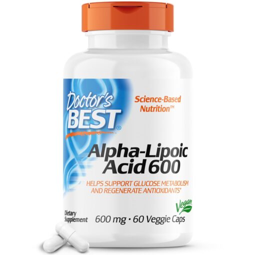 Doctor's Best Alpha-Lipoic Acid 600, Helps Support Glucose Metabolism and Regenerate Antioxidants* Non-GMO, Gluten Free, Vegan, Soy Free, 60 Veggie Caps 60VC