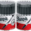 Sharpie Fine Point Permanent Marker, Black (Canister with 36 Pens) (2 Pack (Black))