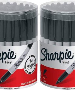 Sharpie Fine Point Permanent Marker, Black (Canister with 36 Pens) (2 Pack (Black))
