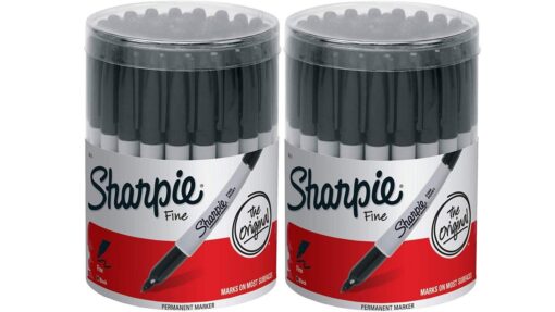 Sharpie Fine Point Permanent Marker, Black (Canister with 36 Pens) (2 Pack (Black))