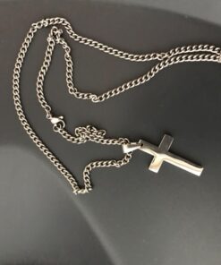 FIBO STEEL Stainless Steel Cross Pendant Chain Necklace for Men Women, 22-30 Inches 50*30*3mm cross, 24 inches chain 40 61YfAKVVtcL
