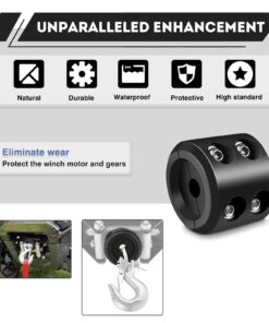 Winch Stopper for Cable. Truck UTV ATV Rubber Winch Cable Stopper, Protects Towing Hook, Synthetic Rope, Cable Line from Wear or Damage, Hawse, Bumper. Quick Installation with Tools. (Black) black 15 61YhW04G2cL