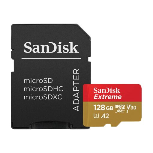 SanDisk 128GB Extreme microSDXC UHS-I Memory Card with Adapter - Up to 160MB/s, C10, U3, V30, 4K, A2, Micro SD - SDSQXA1-128G-GN6MA Card Only