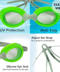 Alternative view of Splaqua Kids Swim Goggles for Boys, Girls- Adjustable Straps- UV Protection Swimming Goggle Neon Green