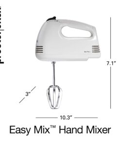 Proctor Silex Easy Mix 5-Speed Electric Hand Mixer with Bowl Rest, Compact and Lightweight, 100 Watts of Peak Power, White 15 61YlSA50itL