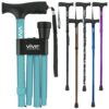 Vive Folding Cane - Foldable Walking Cane for Men, Women - Fold-up, Collapsible, Lightweight, Adjustable, Portable Hand Walking Stick - Balancing Mobility Aid - Sleek, Comfortable T Handles (Teal) Teal 56 61Ylr3MQAcL