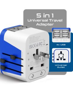Ceptics Universal Travel Adapter Plug World Power W/ 4 USB Ports - Charge Cell Phones, Smart Watches, iPhones - For International Europe, China, UK, UAE, Australia - Type A, C, G, I 1 Pack World Adapter W/USB 26 61Yn Eusn7L