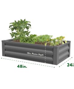 Greenes Fence Antique Iron Powder-Coated Metal Raised Garden Bed Planter 24" W x 48" L 10" High 18 61YyaHVab4L