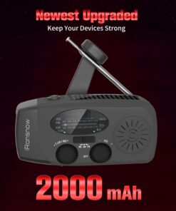 iRonsnow Solar Emergency NOAA Weather Radio Dynamo Hand Crank Self Powered AM FM WB Radios 3 LED Flashlight 2000mAh USB Smart Phone Charger Power Bank SOS Alarm (Black) 17 61Yzu2ZUcL