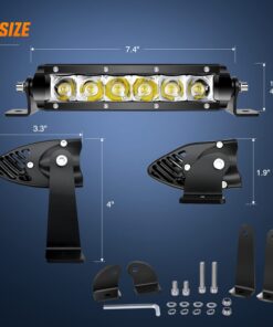 Alternative view of Nilight 40001S-B Bar Super Slim 2PCS 7 Inch 30W Spot Driving Fog 3600LM Single Row Off Road LED Lights for Jeep-2 Style Mounting Brackets, 2 Years Warranty White