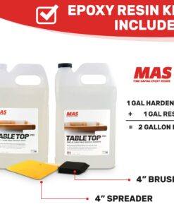 MAS Table Top Pro (2-Gallon Kit) | Crystal Clear Casting for DIY Arts and Crafts Projects | 2-Part Resin and Hardener Epoxy Kit | for Countertops, Wood Tables, Tabletops, Bar Tops, and More 2 Gallon 27 61Z2lLE64IL