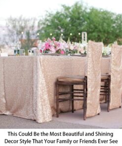 ShinyBeauty 60inx102in Sequin Tablecloth for Wedding/Party- Champagne Blush 60x102-Inch 25 61Z3DheIiL