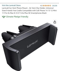 Lamicall Car Vent Phone Mount - Air Vent Clip Holder, Universal Stand Hands Free Cradle Compatible with Cell Phone 14 13 12 Mini 11 Pro Xs Max Xr X 8 7 6 6s Plus SE Smartphones Black 1-Black 33 61Z4ijw8SPL