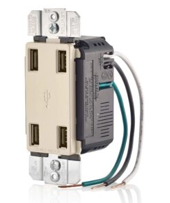 Alternative view of Leviton USB4P-T 4.2-Amp High Speed 4-Port USB Charger, Light Almond