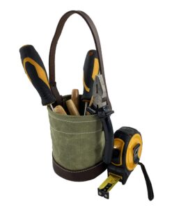 Waxed Canvas Leather Bottom Tool Bucket for Work/Camping/Fishing Organizer Handmade by Hide & Drink 11 61Z9XIlFLlL