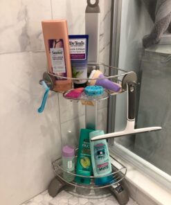 simplehuman Corner Shower Caddy, Stainless Steel and Anodized Aluminum 40 61ZFSPD2plL