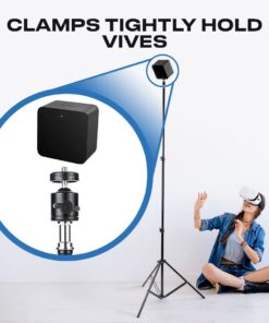 Skywin VR Tripod Stand - 2 Pack, HTC Vive Compatible Sensor Stand and Base Station for Vive Sensors or Oculus Rift Constellation (Black) Black 24 61ZHuGfgktL