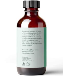 Peppermint Essential Oil, 4 Fl Oz - Pure and Undiluted Mentha Piperita Oil, Therapeutic Grade Aromatherapy Oil for Diffuser, Relaxation and Focus - by Pure Body Naturals 21 61ZItX44fVL