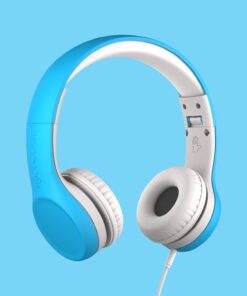 LilGadgets Connect+ Kids Headphones Wired with Microphone, Volume Limiting for Safe Listening, Adjustable Headband, Cushioned Earpads for Comfort, Toddler Headphones, Blue 30 61ZKwPv6KYL