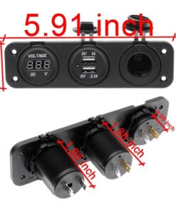 Cllena Triple Function Dual USB Charger + Blue LED Voltmeter + 12V Outlet Socket Panel Jack Marine for Digital Devices Mobile Phone Tablet Triple Function-Blue 23 61ZOYJAy8AL