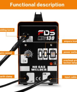 Goplus 110V MIG 130 Welder Flux Core Welding Machine, No Gas Welding Machine with Electrode Holder Face Shield (Orange) 40 61ZdaaBPG6L
