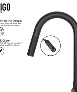 VIGO VG02008MB 17" H Gramercy Single-Handle with Pull-Down Sprayer Kitchen Faucet in Matte Black 20 61ZeQiVQRML