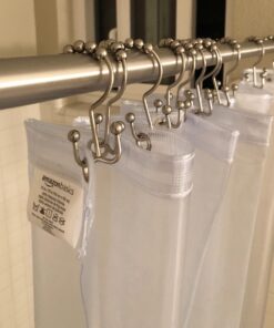 Maytex Shower Curtain Hooks, Shower Curtain Rings, Rust-Resistant Decorative Double Roller Glide Shower Hooks, Shower Rings for Bathroom Shower Rods, Curtains, Liners, Set of 12, Brushed Nickel 41 61ZfKpFVnL